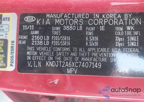 2012 Kia Soul + from USA, damaged, VIN KNDJT2A6XC7407149